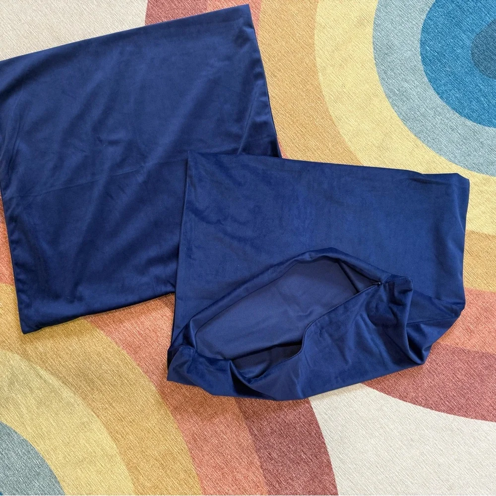 Blue Velvet Square Pillow Covers